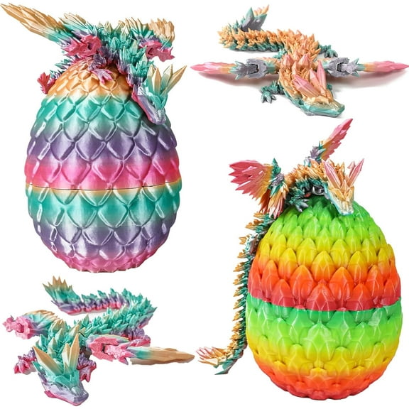 Home Office Desk Decor3D Printed Dragon Egg Crystal 3D Dragon Fidget Toys for Adult Articulated Dragon Egg Surprise Dragon Gifts,2pcs