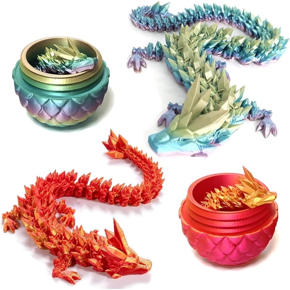 Home Office Desk Decor3D Printed Dragon Egg Crystal 3D Dragon Fidget Toys for Adult Articulated Dragon Egg Surprise Dragon Gifts,2pcs