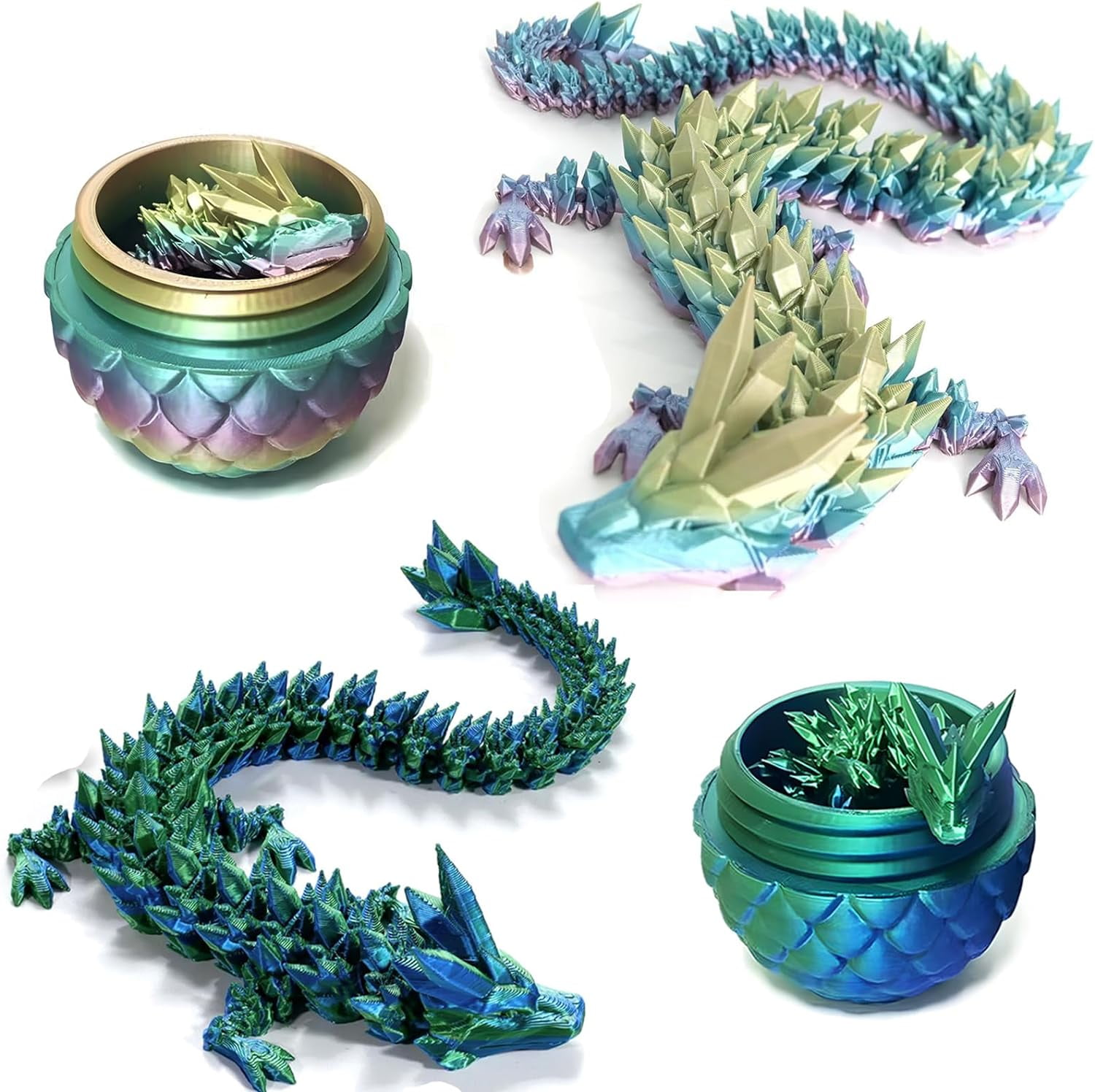 Home Office Desk Decor3D Printed Dragon Egg Crystal 3D Dragon Fidget Toys for Adult Articulated Dragon Egg Surprise Dragon Gifts,2pcs