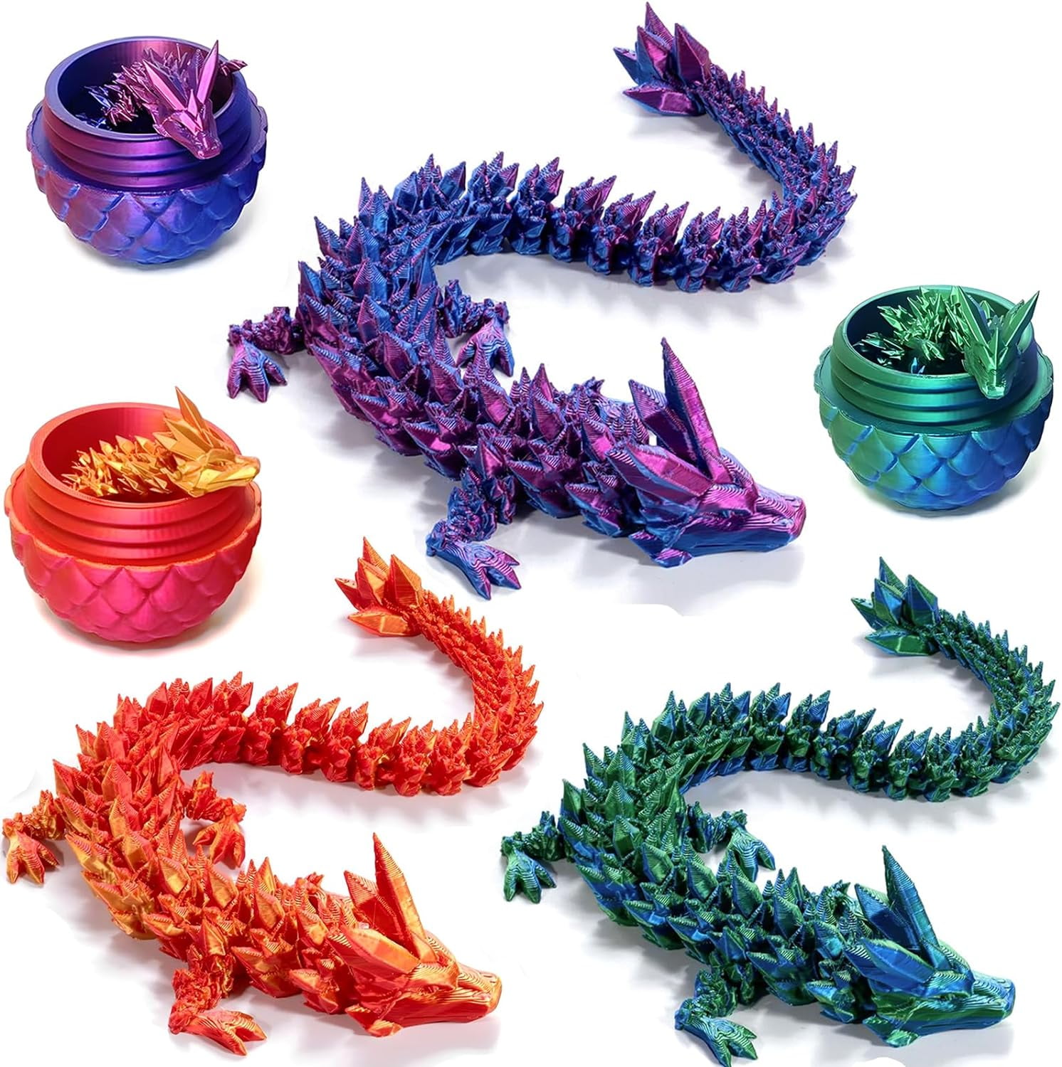 Home Office Desk Decor3D Printed Dragon Egg Crystal 3D Dragon Fidget Toys for Adult Articulated Dragon Egg Surprise Dragon Gifts,3pcs