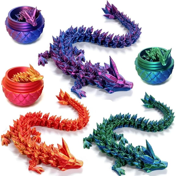 Home Office Desk Decor3D Printed Dragon Egg Crystal 3D Dragon Fidget Toys for Adult Articulated Dragon Egg Surprise Dragon Gifts,3pcs