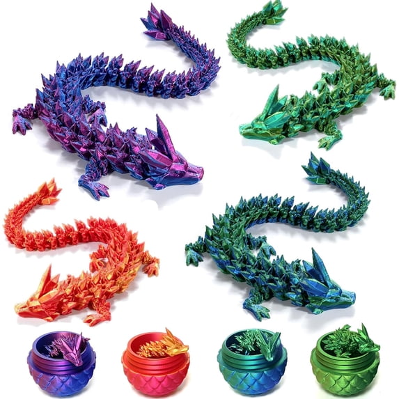 Home Office Desk Decor3D Printed Dragon Egg Crystal 3D Dragon Fidget Toys for Adult Articulated Dragon Egg Surprise Dragon Gifts,4pcs