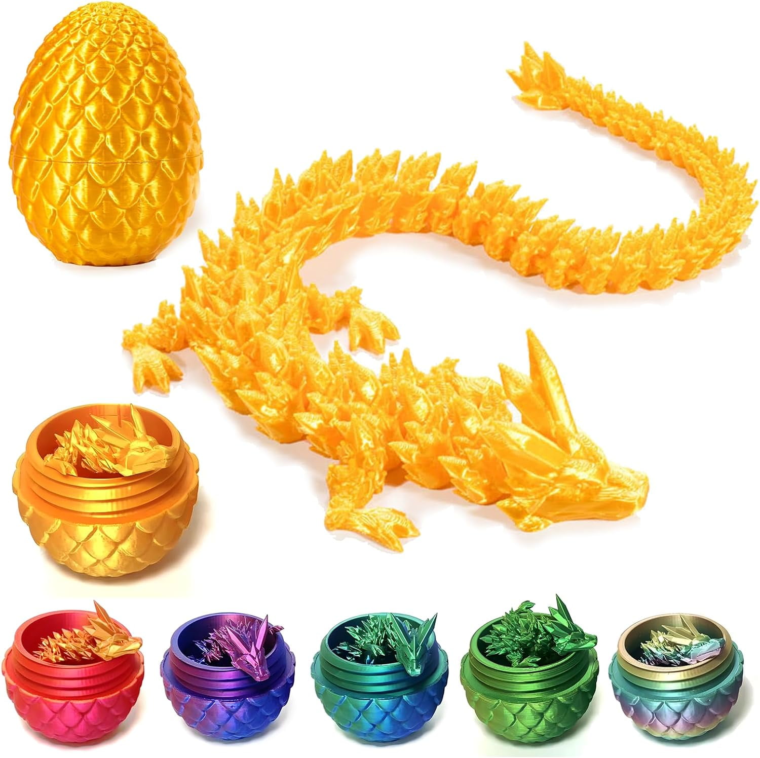 Home Office Desk Decor3D Printed Dragon Egg Crystal 3D Dragon Fidget Toys for Adult Articulated Dragon Egg Surprise Dragon Gifts