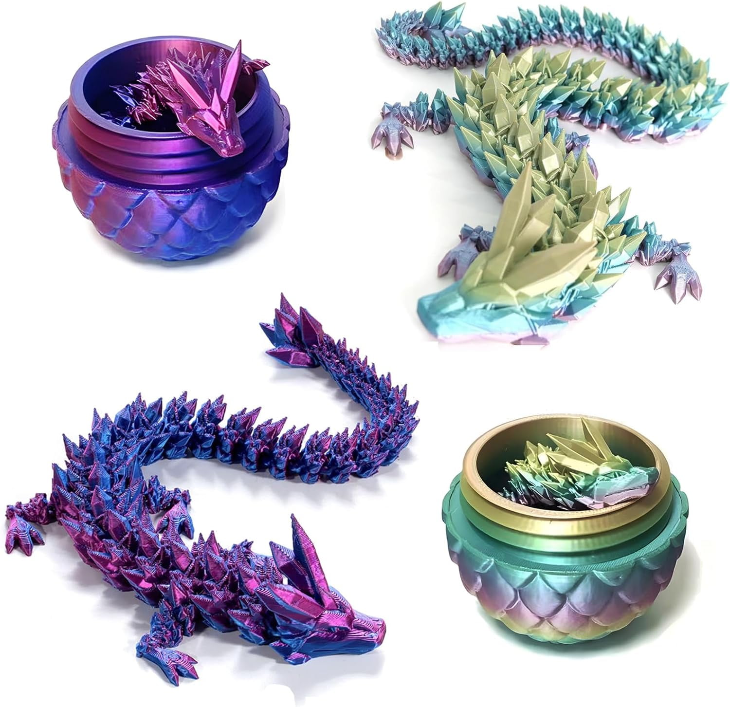 Home Office Desk Decor3D Printed Dragon Egg Crystal 3D Dragon Fidget Toys for Adult Articulated Dragon Egg Surprise Dragon Gifts