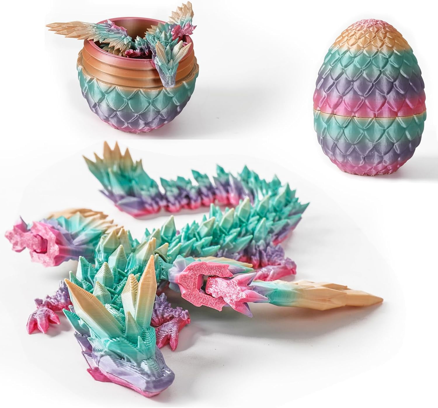 Home Office Desk Decor3D Printed Dragon Egg Crystal 3D Dragon Fidget Toys for Adult Articulated Dragon Egg Surprise Dragon Gifts