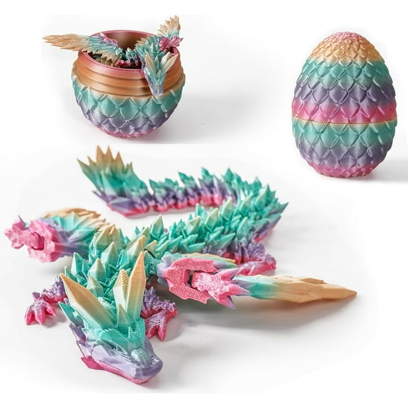 Home Office Desk Decor3D Printed Dragon Egg Crystal 3D Dragon Fidget Toys for Adult Articulated Dragon Egg Surprise Dragon Gifts