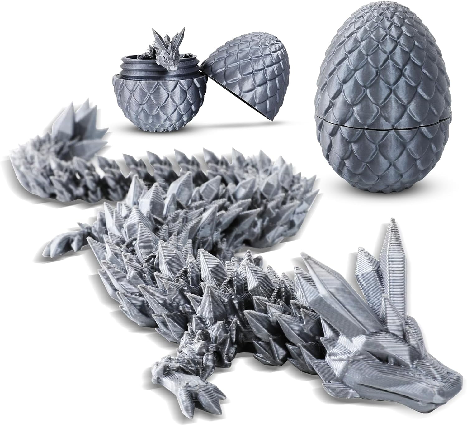 Home Office Desk Decor3D Printed Dragon Egg Crystal 3D Dragon Fidget Toys for Adult Articulated Dragon Egg Surprise Dragon Gifts