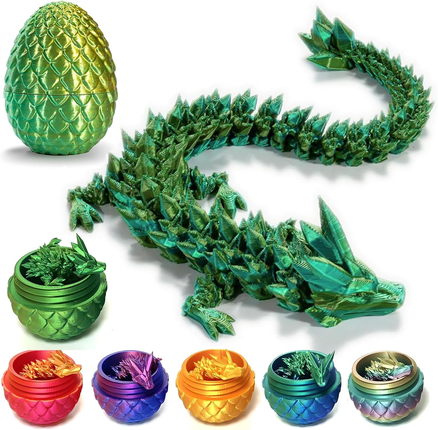 Home Office Desk Decor3D Printed Dragon Egg Crystal 3D Dragon Fidget Toys for Adult Articulated Dragon Egg Surprise Dragon Gifts