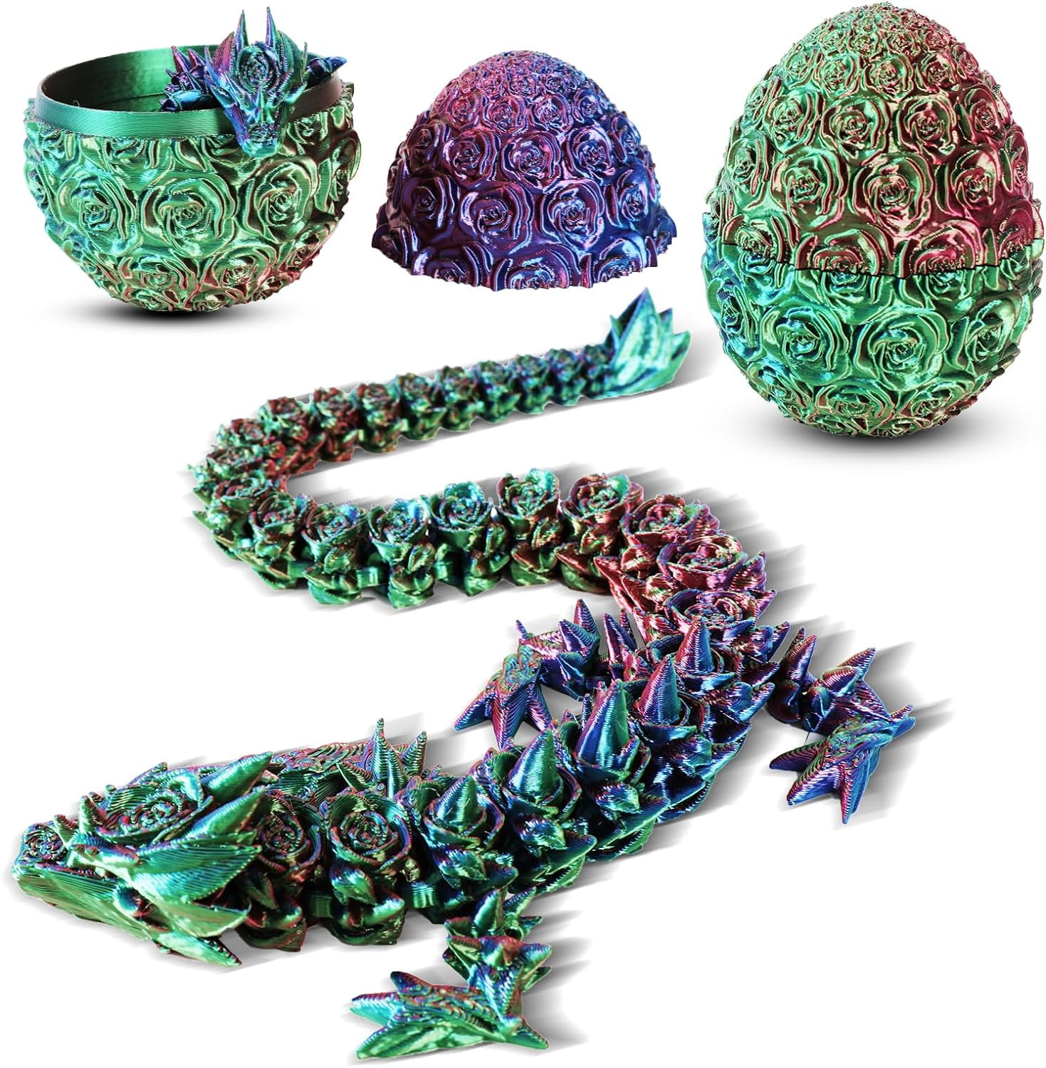 Home Office Desk Decor3D Printed Dragon Egg Crystal 3D Dragon Fidget Toys for Adult Articulated Dragon Egg Surprise Dragon Gifts