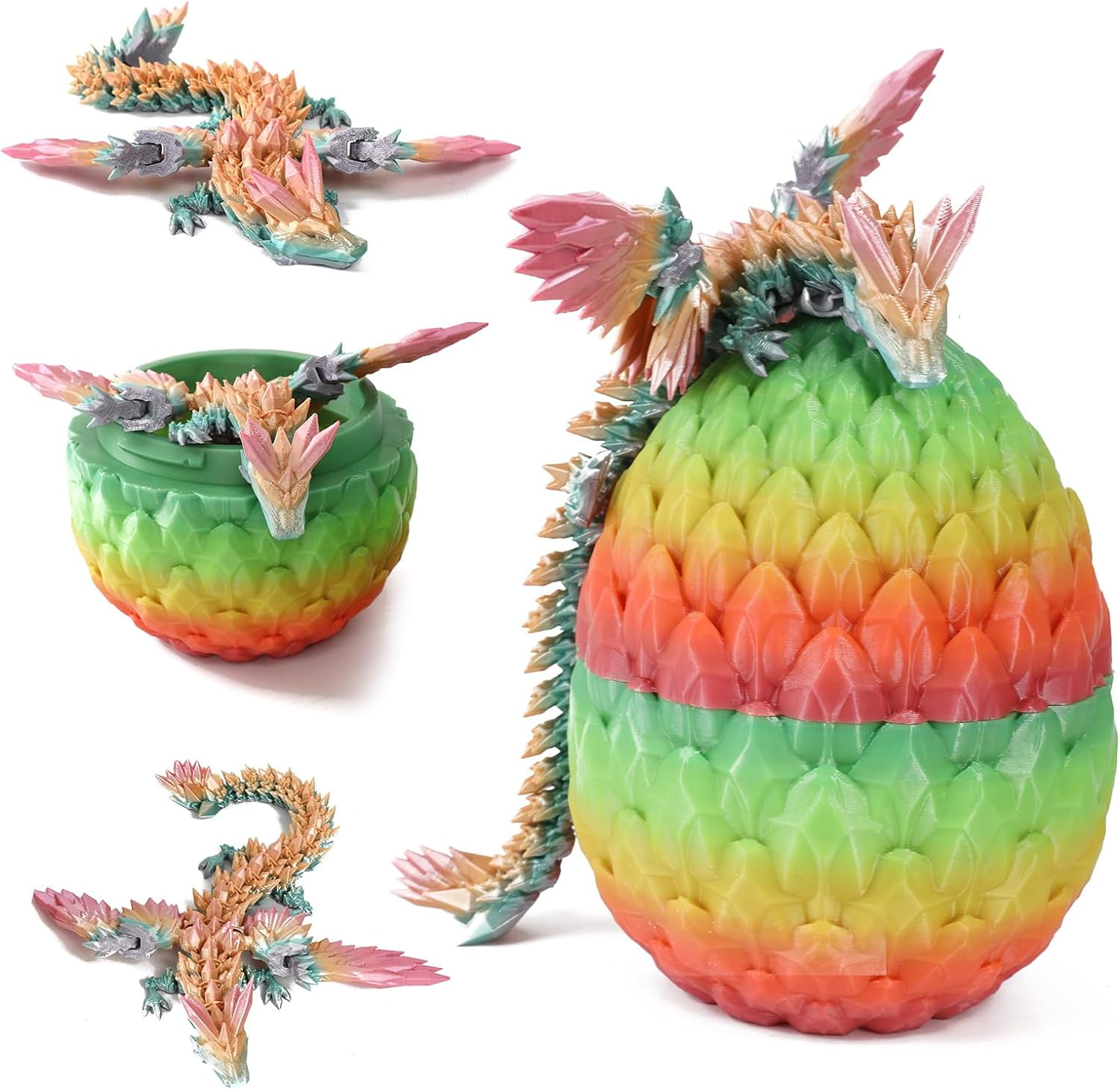 Home Office Desk Decor3D Printed Dragon Egg Crystal 3D Dragon Fidget Toys for Adult Articulated Dragon Egg Surprise Dragon Gifts