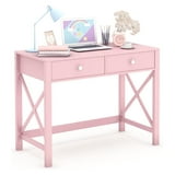 Home Office Desk with Drawers, Modern Writing Computer Desk for Bedroom