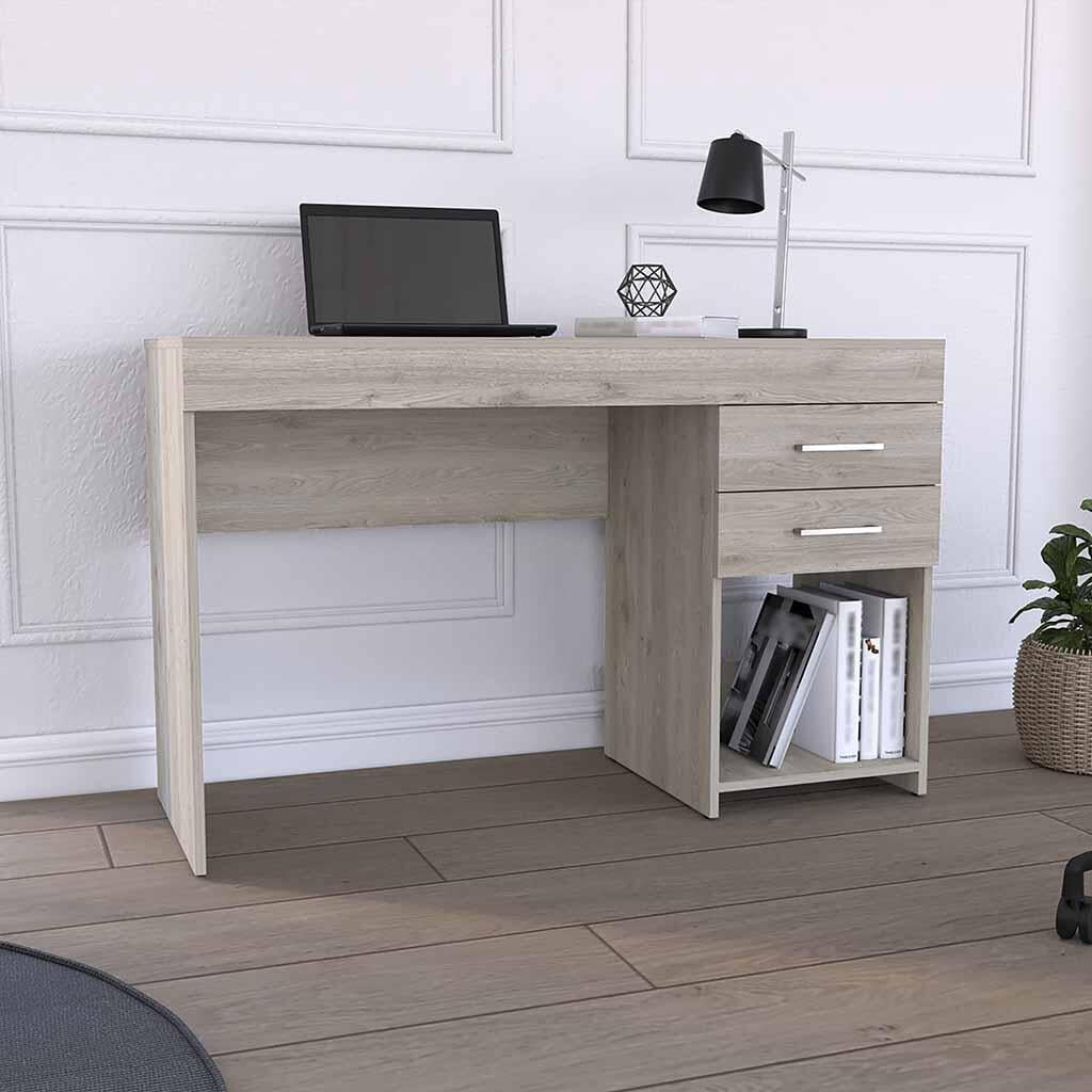 Home Office Desks, Ibare Two Drawer Computer Desk, One Lower Shelf ...