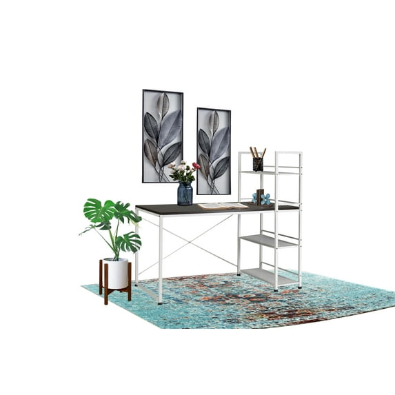 Home Office Desks, Reversible Smart Workstation Wooden Desk White/Brown ...