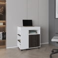thumbnail image 1 of Home Office Desks, San Diego 54" Wide Two Drawer Expandable Desk with Seven Shelves and Casters White - Dark Walnut, Multi Office Desks,Mdf Computer Desks, Furniture Office Desks & Work Surfaces, 1 of 10