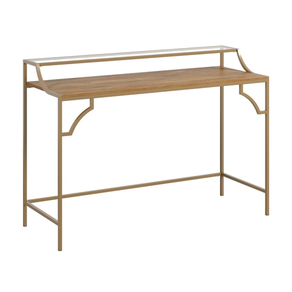 Home Office Desks, Writing Desk with metal Frame, Brown finish, Brown Office Desks,Engineered Wood Computer Desks, Furniture Office Desks & Work Surfaces