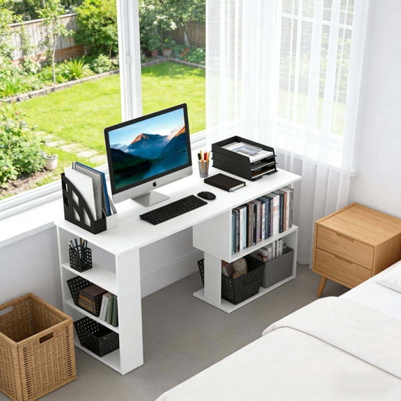 Home Office Desks, Writing Table Workstation,L Shaped Corner Computer Desk,360° Rotating Home Office Desk, White Office Desks,Particle Board Computer Desks, Furniture Office Desks & Work Surfaces