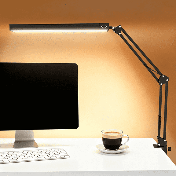Home Office Foldable Table Lamp,2 Section Cantilever Structure LED Table lamp with Touch Control pad,3 Color Modes plus stepless Brightness adjustment 1200LM with USB Plug- Bl