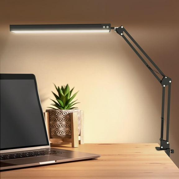 Home Office Foldable Table Lamp,2 Section Cantilever Structure LED Table lamp with Touch Control pad,3 Color Modes plus stepless Brightness adjustment(Black)