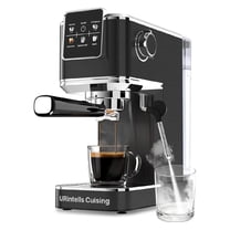 Home Office Fully Automatic Espresso Machine, 20 Bar Professional Coffee Maker with Auto Milk Frother, Touchscreen Control & Heating, QuickStart, Brushed Stainless Steel