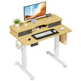 thumbnail image 1 of Home Office Height Adjustable Electric Standing Desk with Storage Shelf Double Drawer, 1 of 5