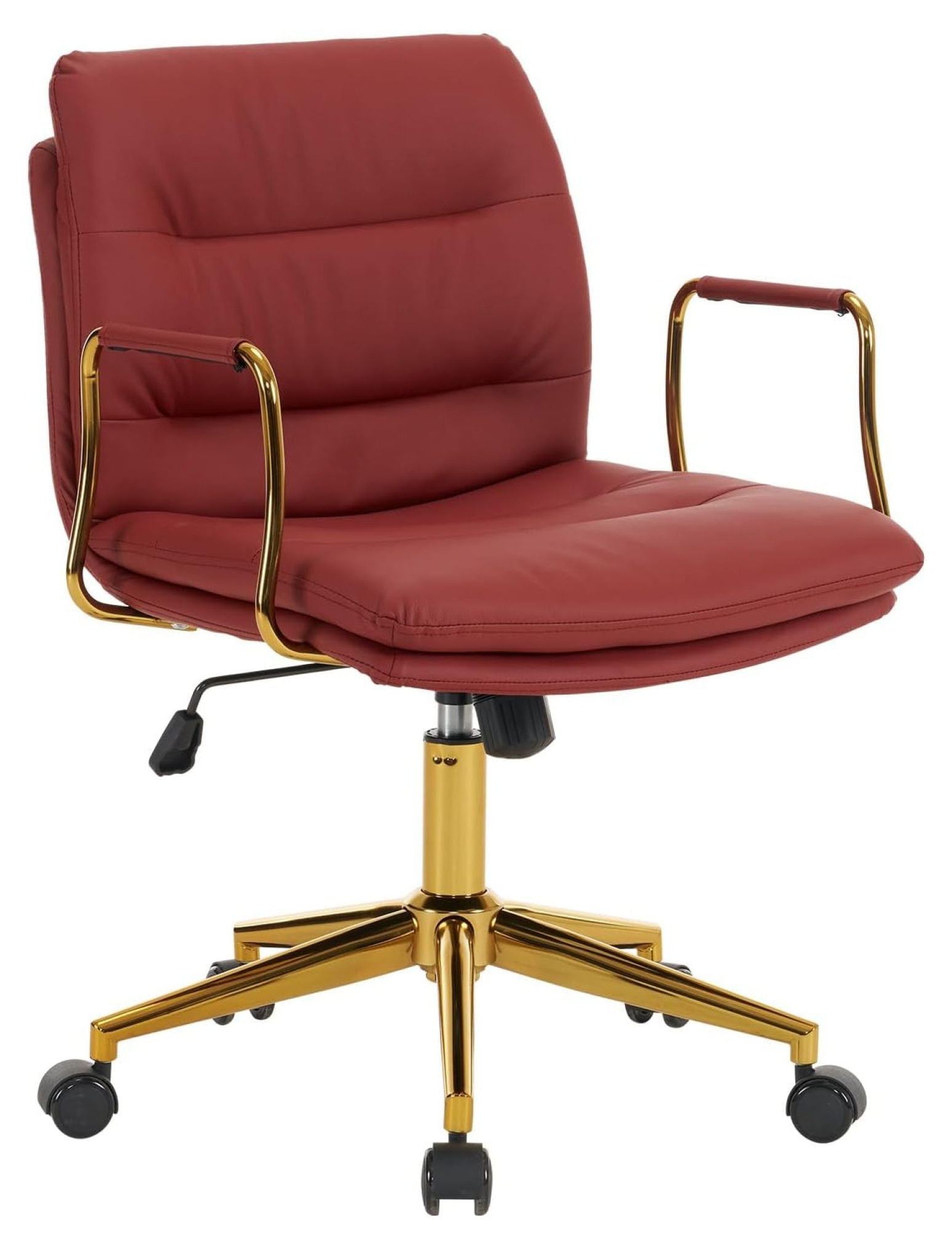 Home Office Leather Chair,Aesthetic Desk Chair with Wheels,Modern Cross