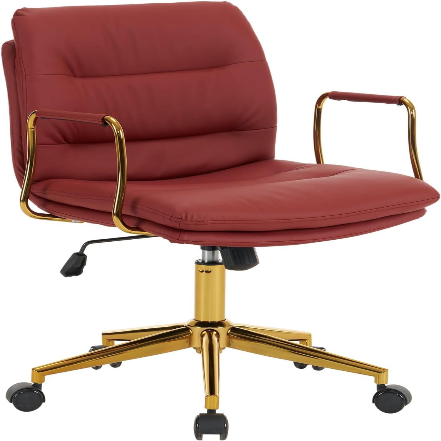 Home Office Leather Chair Aesthetic Desk Chair with Wheels Modern Cross