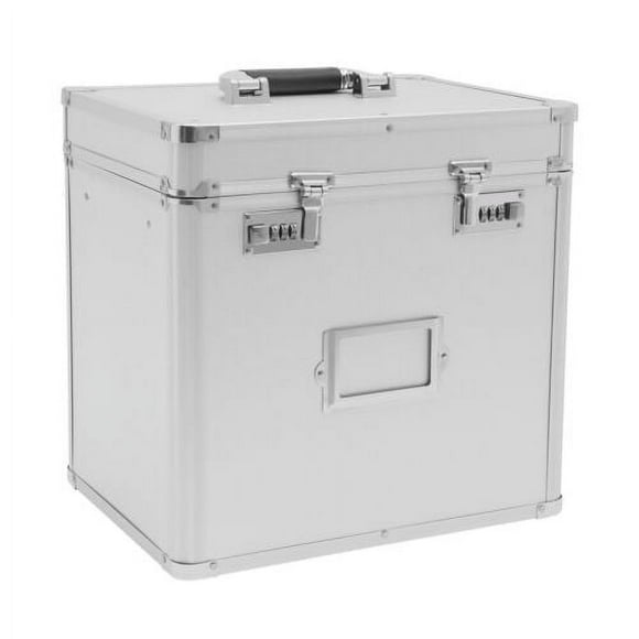 Fireproof Lockable Security Chest with Storage, 10" x 13.4" x 13.8", Silver