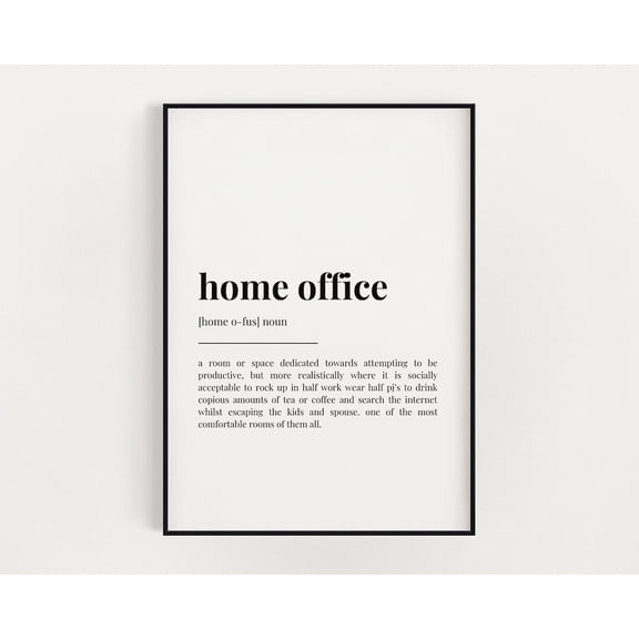 Home Office Meaning Print, Wall Art, Definition Print, Home Office Decor, Quote Print, Print Home Decor #3356, Stretched Canvas Size 12x18