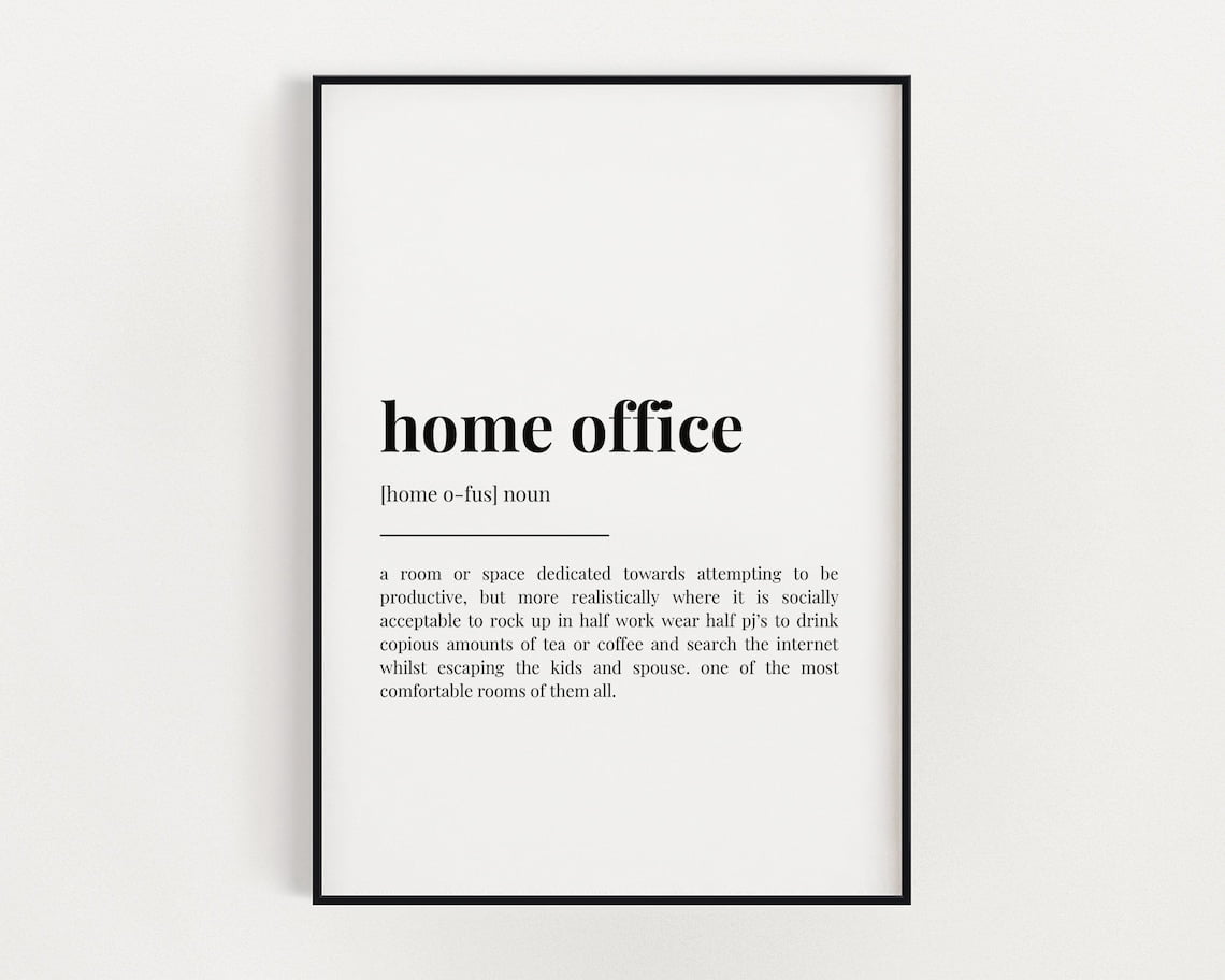 Home Office Meaning Print, Wall Art, Definition Print, Home Office ... - Screen Print Home Office Decor