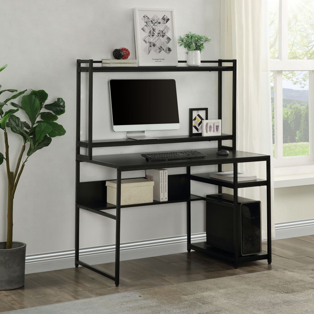 Best Computer Tower For Home Office Home Office Metal Frame Computer Desk with 2-Tier Bookshelf and Open
