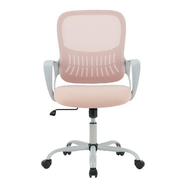 Gianna Home Office Mid Back Mesh Desk Chair with Comfortable Armrests and Cushion, Pink