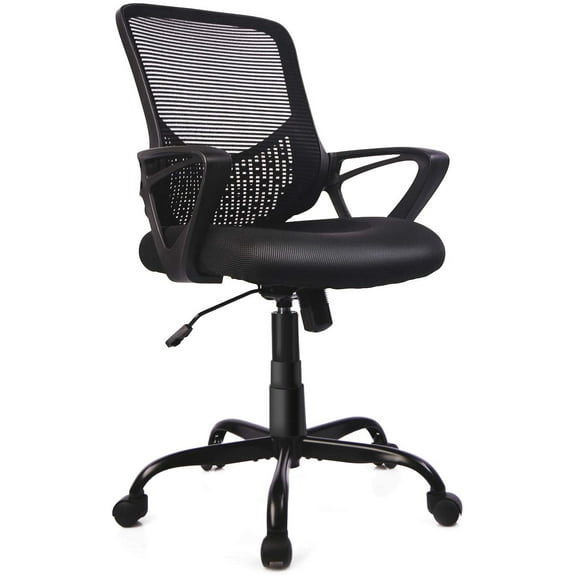 Home Office Mid Back Mesh Ergonomic Computer Chair with Height Adjustable, Black
