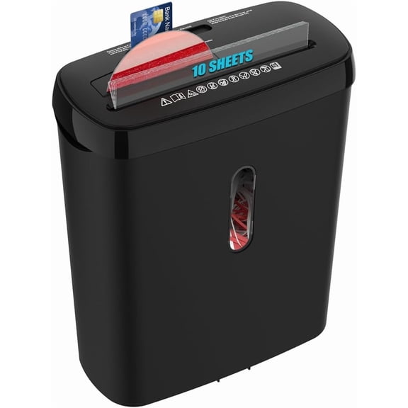Home Office Paper Shredder, 10-Sheet Strip Cut with 3.17-Gallon Basket,P-2 Security Level,CD & Credit Card Shredder,Durable & Fast - Jam Proof System - ETL Certified