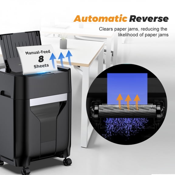 Home Office Paper Shredder 120 Sheet Auto Feed Cross Cut P-4 Security 60 Min Non-Stop 5.28 Gallon Heavy Duty with Casters