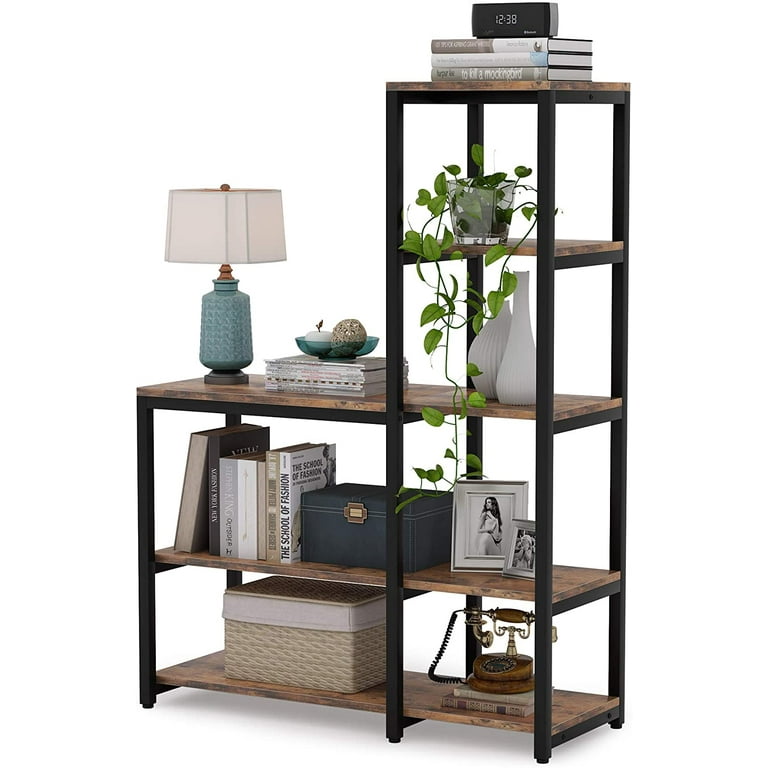 Home Office Rustic Brown Ladder Bookshelf Tribesigns Etagere Bookcase with 8 Open Storage Shelves