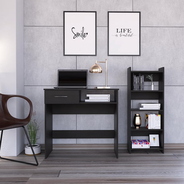 Home Office Set,One Countertop Desk,Two Parts Set,One Drawer,Shelf For Keyboard,Stand With Five ...