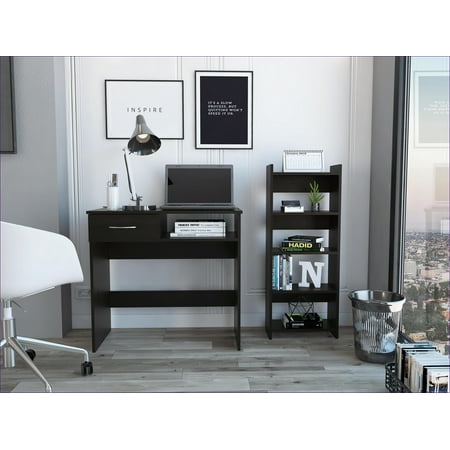 Home Office Set, Plano 2-Piece Modern | Engineered Wood | Black