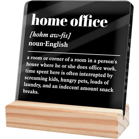 Home Office Sign Desk Decor,Inspirational Office Desk Decor,Positive Office Gifts for Coworkers Women Men,Motivational Sign for Office,Home Office Definition Office Sign Black Acrylic Plaque