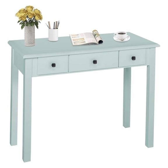 Home Office Small Writing Desk with Drawers Bedroom, Study Table for Adults/Student, Vanity Makeup Dressing Table Save Space Gifts Green (Light Green)