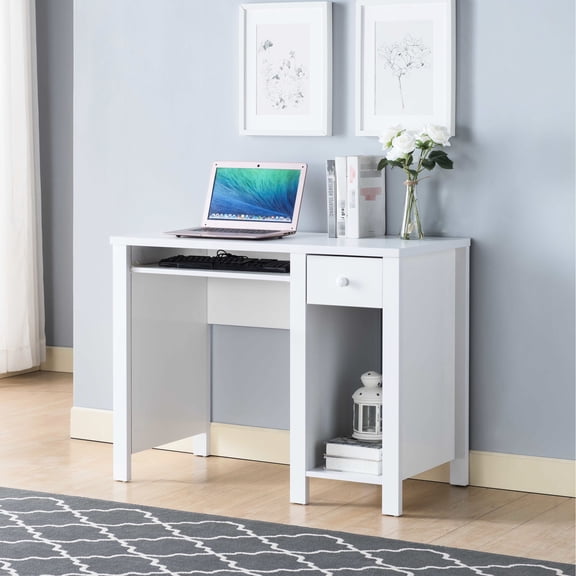 Home Office Student Desk 39"w Compact, White Laptop For Writing Competence Office, Compact Practice