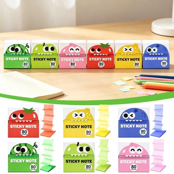Home Office Supplies, Cute Fruit Pop Up Notes Dispenser Pull Out, Note Box with 80 Sheets Kawaii Desk Stationery for Office, School, Study