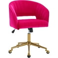 thumbnail image 1 of Home Office Swivel Desk Chair, Modern Velvet Vanity Chair, Height Adjustable Armchair with Gold Base, Ergonomic Office Chair for Task Study Computer Room, Beige, 1 of 17