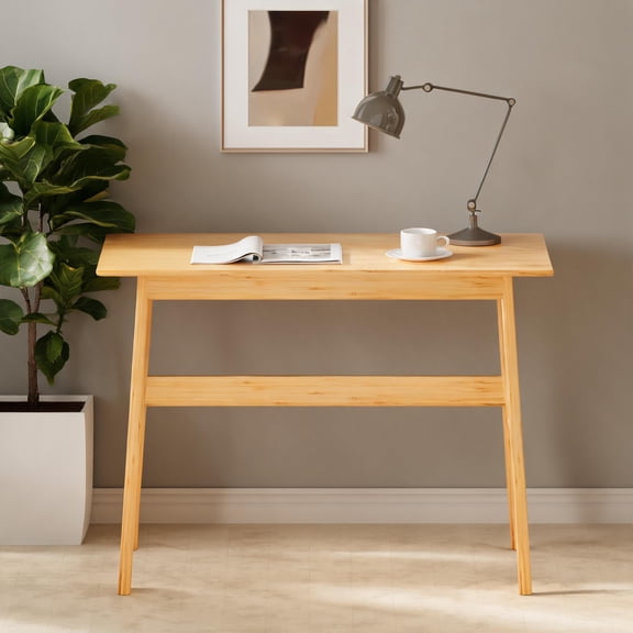 Home Office Use Computer Desk Natural-toned Bamboo 41 Inch Modern Minimalist Rectangular Work Surface