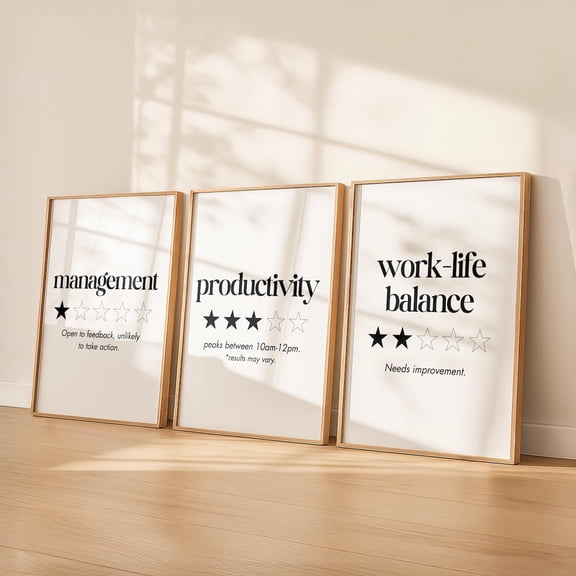 Home Office Wall Art Work Productivity Quote Modern Minimal Office Decor Set 3 Unframed Paper Print 20x30