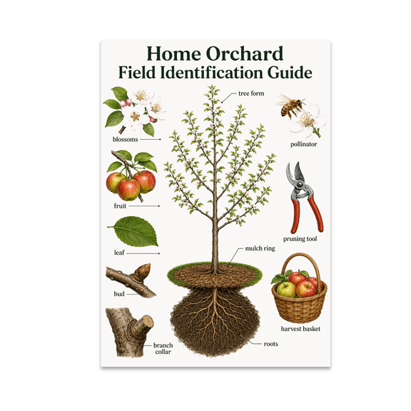 Home Orchard Field Identification Guide Poster, Fruit-Tree Growers, Garden Clubs, and Small-Acreage Owners, 13x19 Glossy Paper