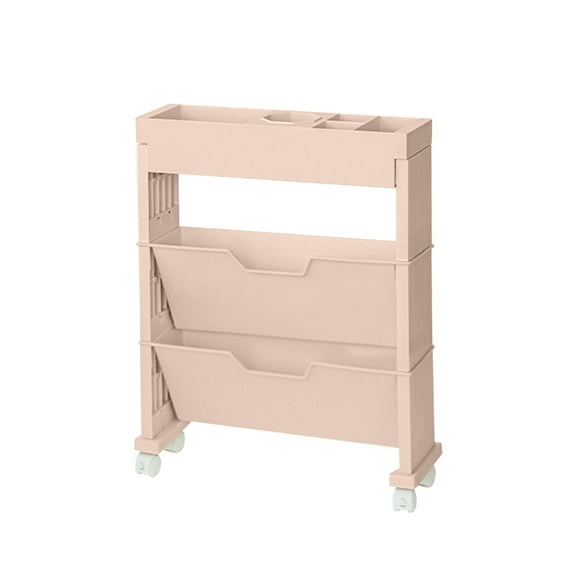 Home Organization - 3-layer Rolling Utility Car, Mobile Bookshelf, Multifunctional Mobile Bookshelf With Lockable Casters, Suitable For Learning, Office, Kitchen, Classroom