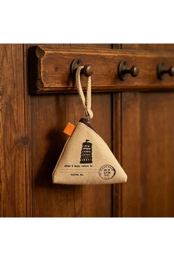 Home Organization Clearance! Distinctive Canvas Triangles Coin Purse Cute Mini Zipper Pouch For Coin Keys Small Items Storage
