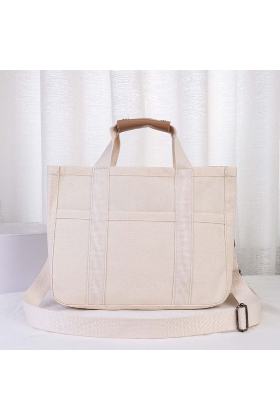 Home Organization - Ladies Canvas Bag Casual Retro Tote Canvas Shoulder Bag Large Capacity Multi-Layer Women's Bag Storage Trunks & Bag