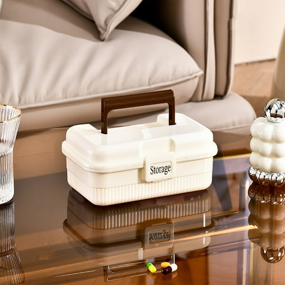 Home Organization - Portable Household Large Capacity Storage Box Multi-layer Emergency Storage Box Plastic Household Small Storage Box Family Home Travel Storage Box Storage Trunks