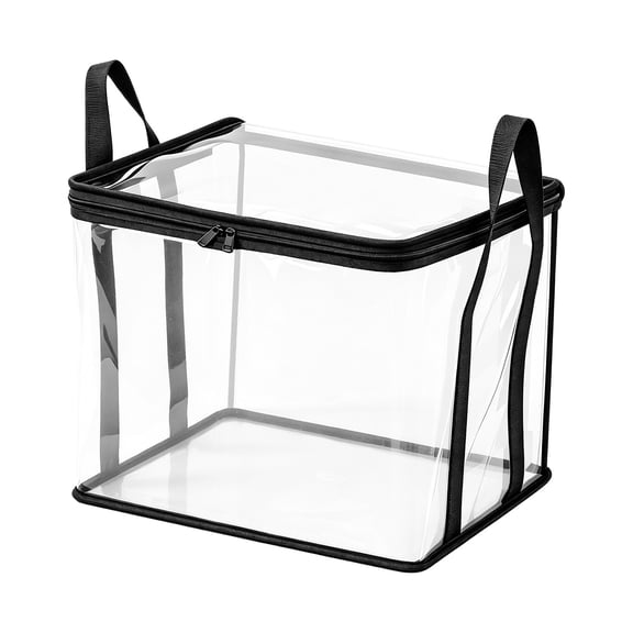 Home Organization and Storage, Storage for Closet, Closet Organization and Storage, Clear Zipper Case, Medium 13X9X10 Inch Black Medium Thickened Transparent Storage Bag with Hand